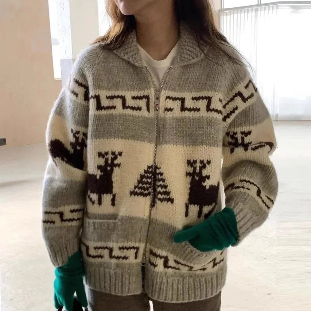 Giacca natalizia da donna in stile vintage, materiale caldo 1