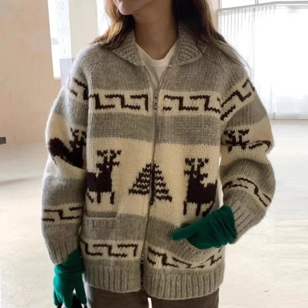 Giacca natalizia da donna in stile vintage, materiale caldo 1