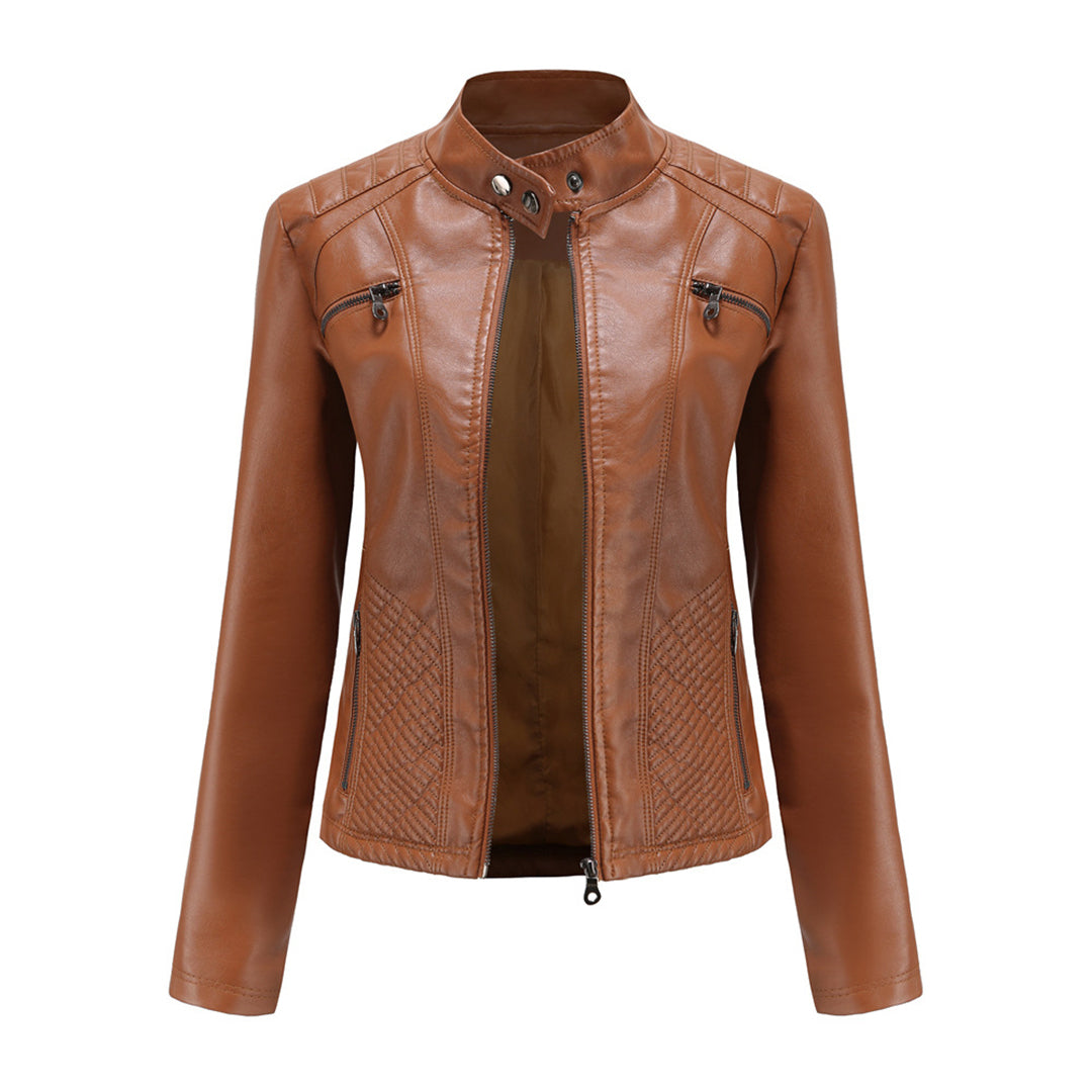 Giada | Donna Giacca Moto Ecopelle Colletto a Fascia Zip 1