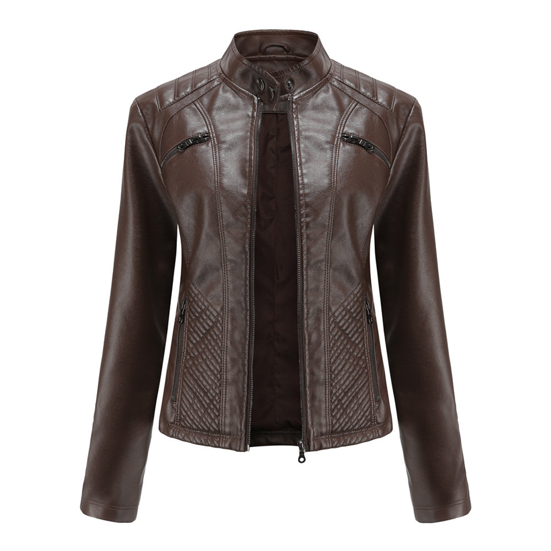 Giada | Donna Giacca Moto Ecopelle Colletto a Fascia Zip 7