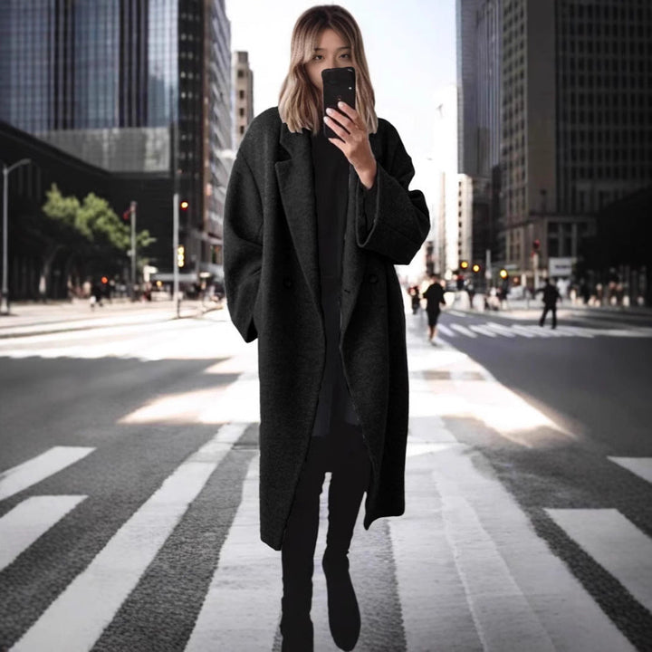 Giulia | Cappotto Donna Lungo – Elegante, Caldo & Versatile in Nero e Bianco 1