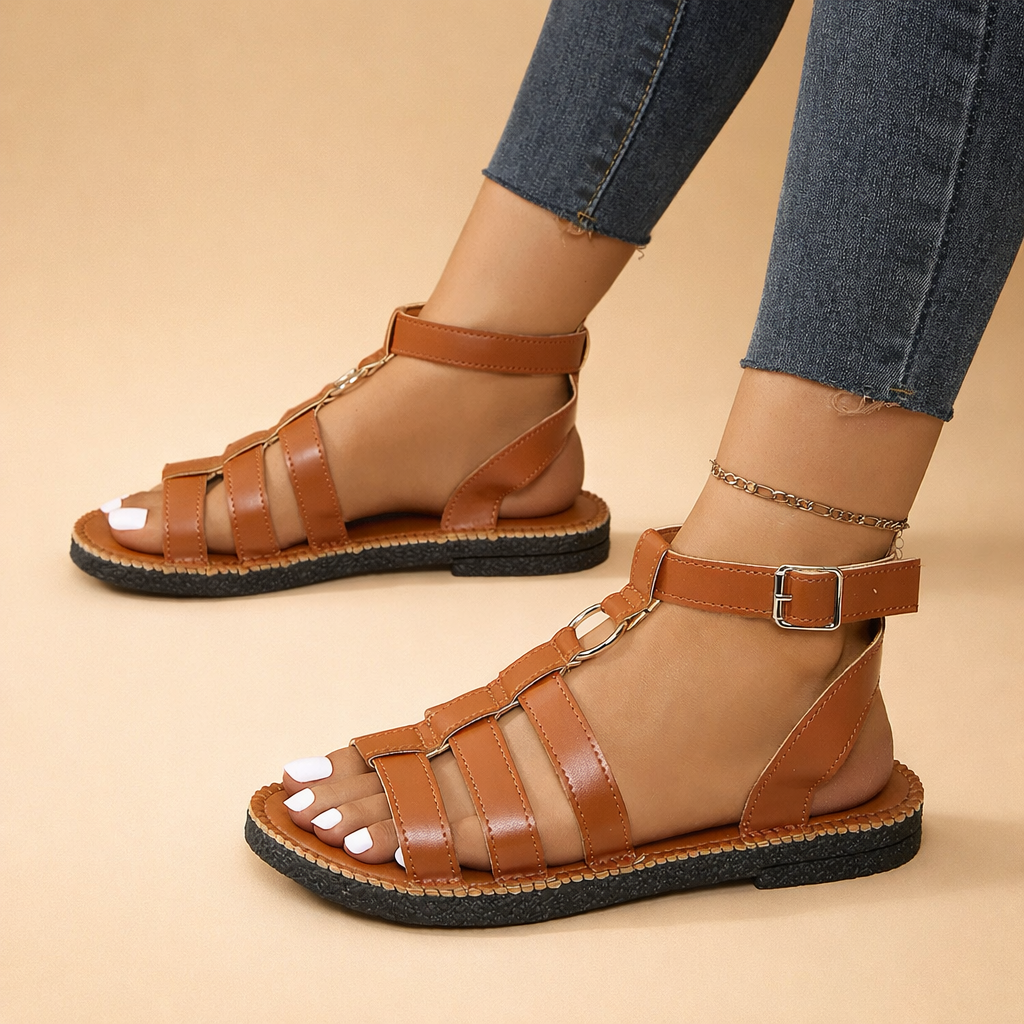 Sandali Gladiatore Donna con Cinturini e Fibbia