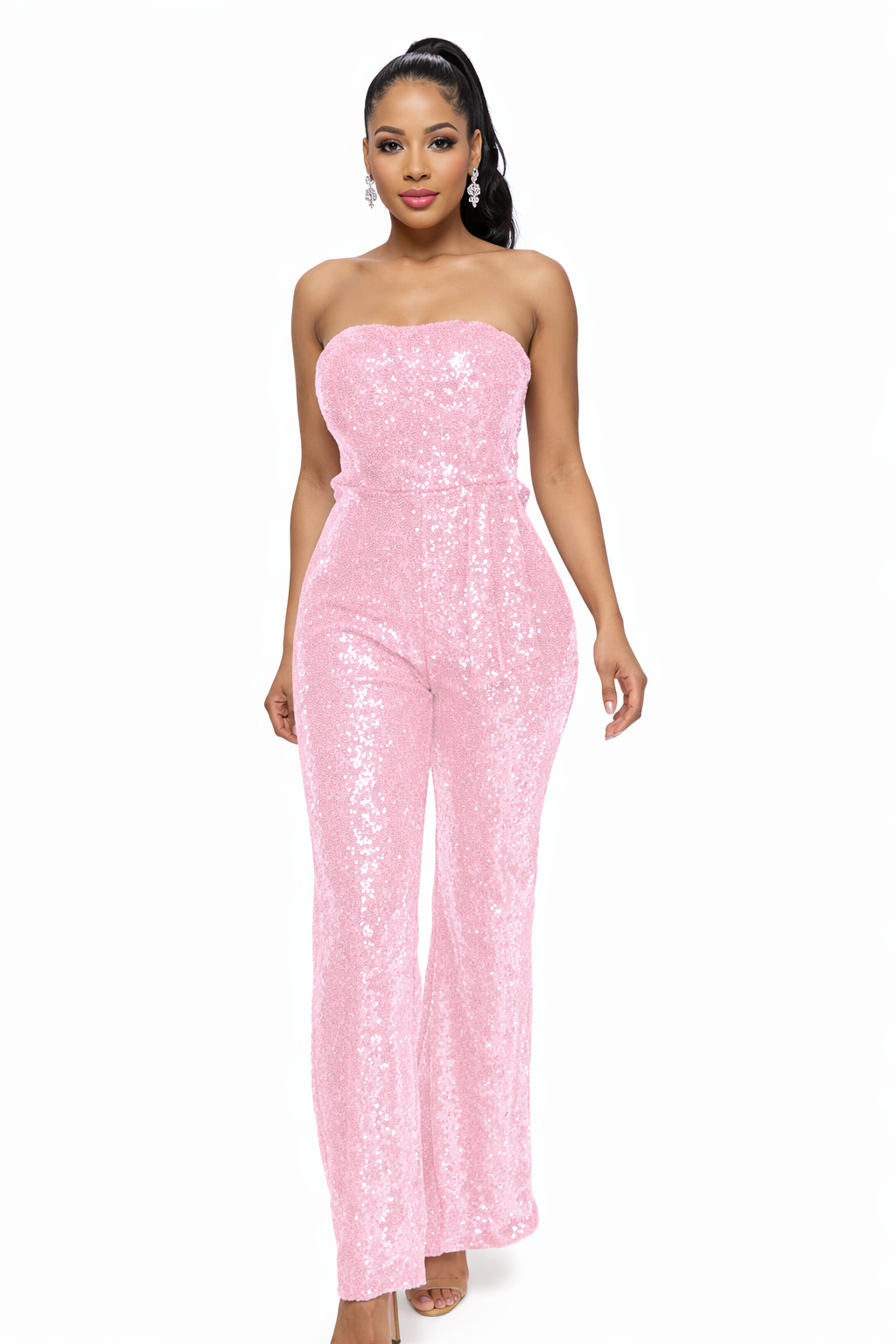 Tuta Donna Bustier con Pantaloni a Gamba Larga