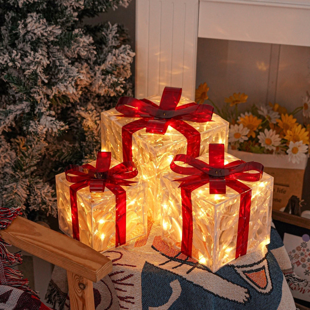 GlowBox – Set di 3 scatole regalo LED per decorazioni natalizie 1