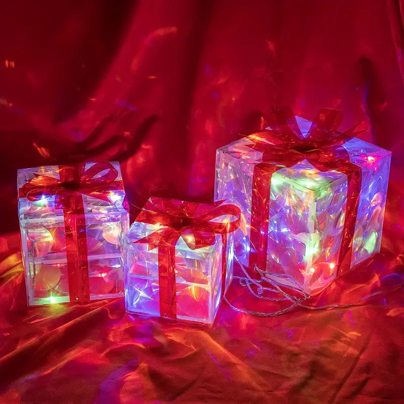 GlowBox – Set di 3 scatole regalo LED per decorazioni natalizie 3