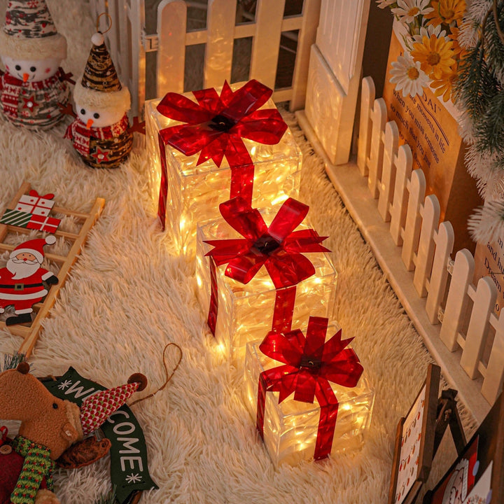 GlowBox – Set di 3 scatole regalo LED per decorazioni natalizie 6