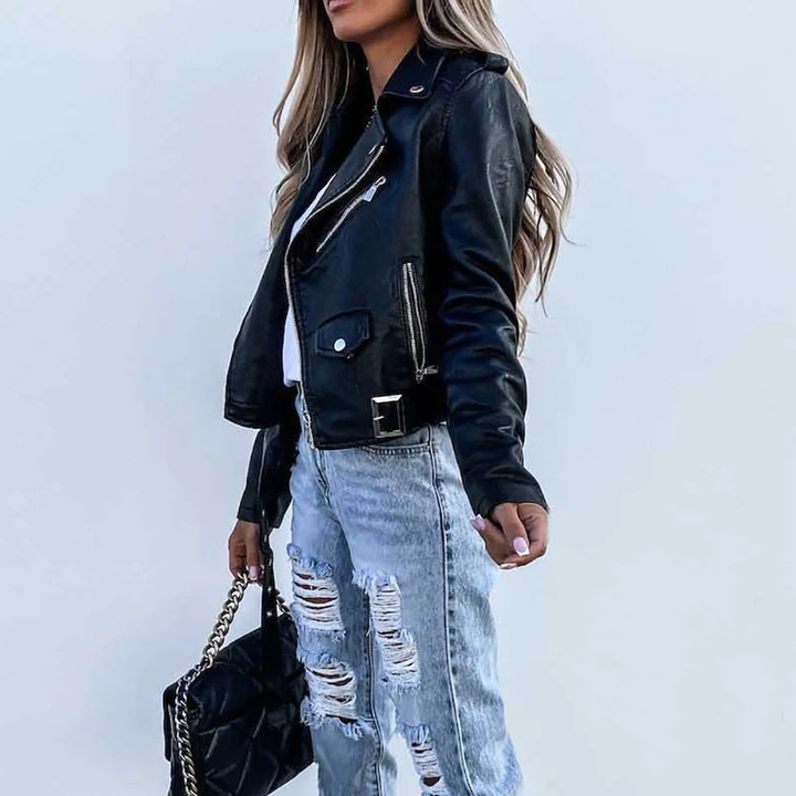 Giacca Donna in Pelle Stile Elegante Raffinata