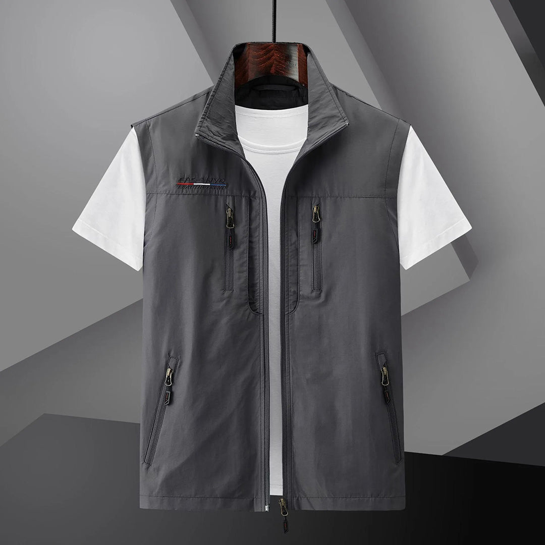 Gilet Uomo Multitasche Tessuto Leggero Estivo per Attività Outdoor