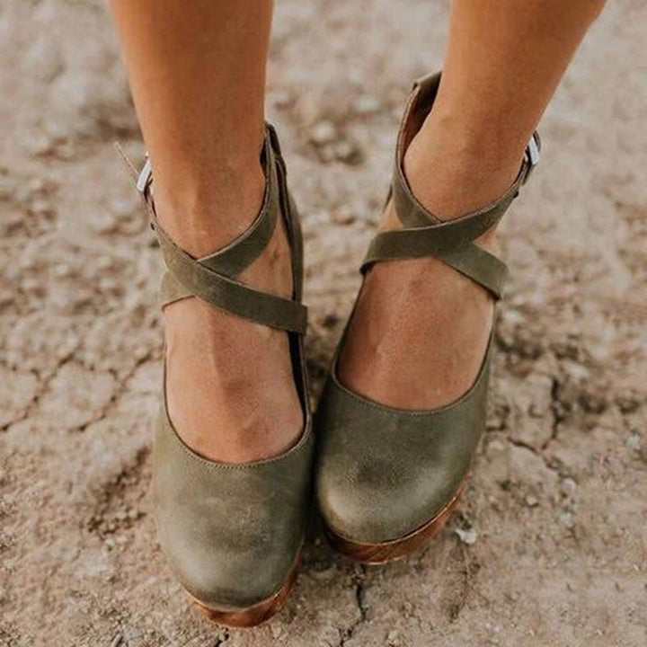 Scarpe Donna Tacco Alto Zeppa Cinturino alla Caviglia