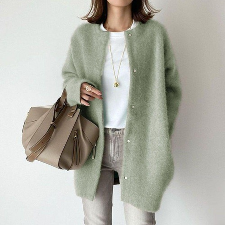 Cardigan Lungo Donna Bottoni Maglione Girocollo Comodo