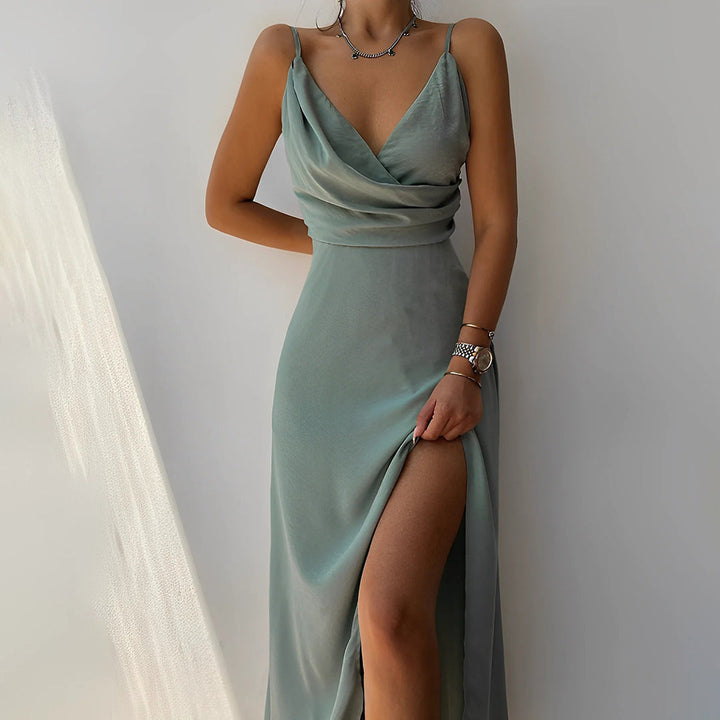 Abito Midi Donna Aderente con Spacco