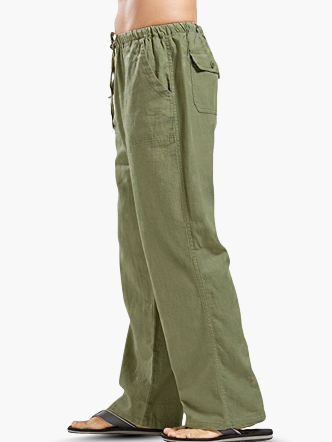Pantaloni Uomo in Cotone e Lino Coulisse Vestibilità Comoda