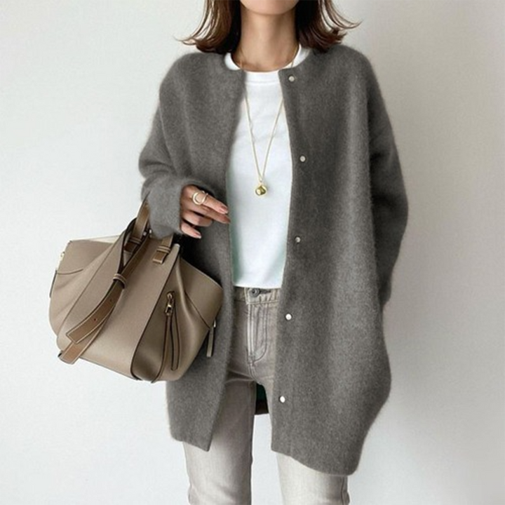 Cardigan Lungo Donna Bottoni Maglione Girocollo Comodo