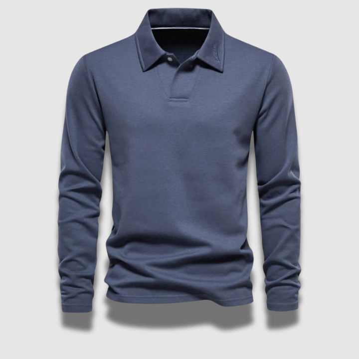 Polo Uomo Maniche Lunghe Tessuto Rifinito