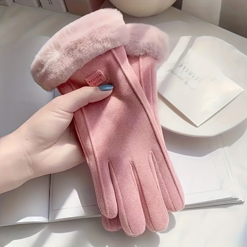Guanti Donna in Peluche Touchscreen Dita Intere Caldi Antivento - Vesarelli
