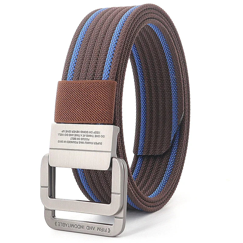 Cintura Unisex Tela con Fibbia Doppio Anello Stile Casual