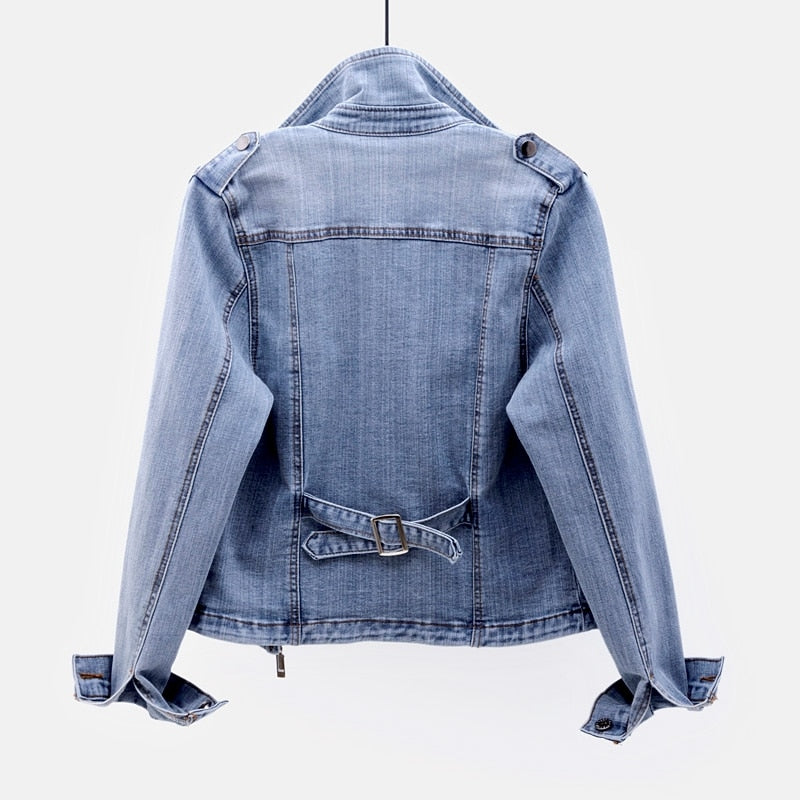 Giacca Donna in Denim Slim con Cerniera Corta