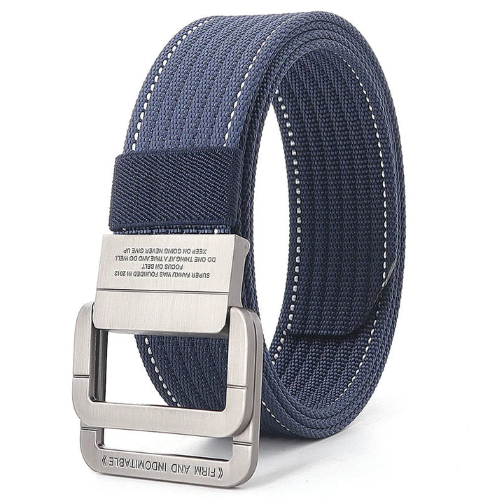 Cintura Unisex Tela con Fibbia Doppio Anello Stile Casual