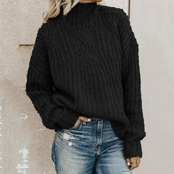 Maglione Donna Maglia Spessa Collo Alto Vestibilità Comoda