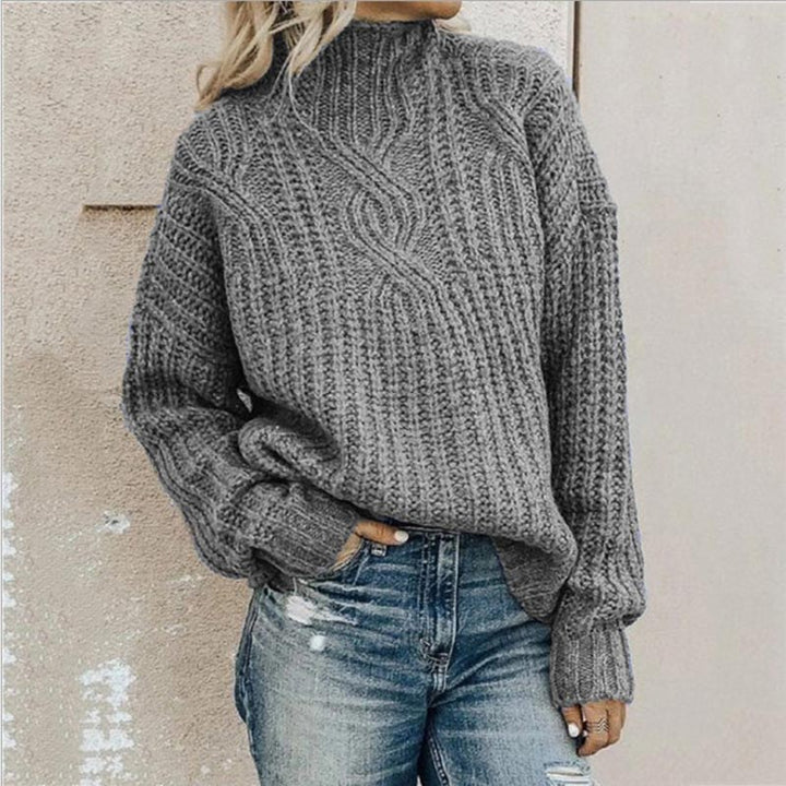 Maglione Donna Maglia Spessa Collo Alto Vestibilità Comoda