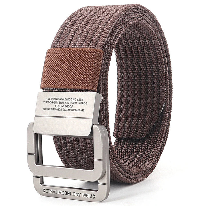 Cintura Unisex Tela con Fibbia Doppio Anello Stile Casual