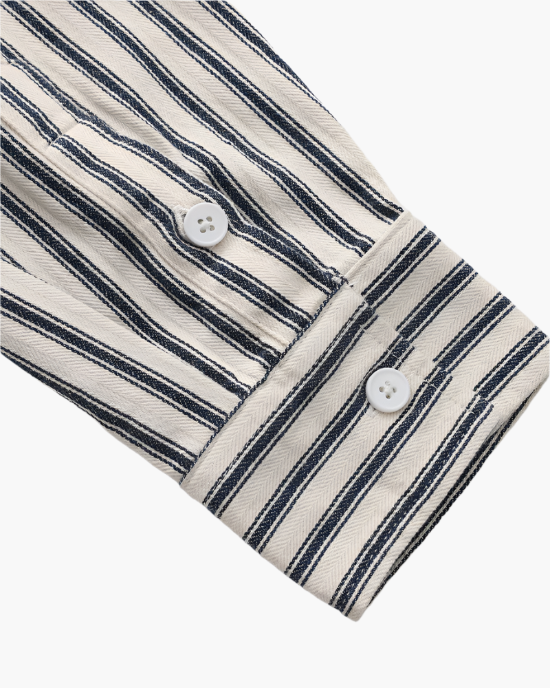 Camicia Uomo Misto Cotone Righe Verticali Stile Elegante