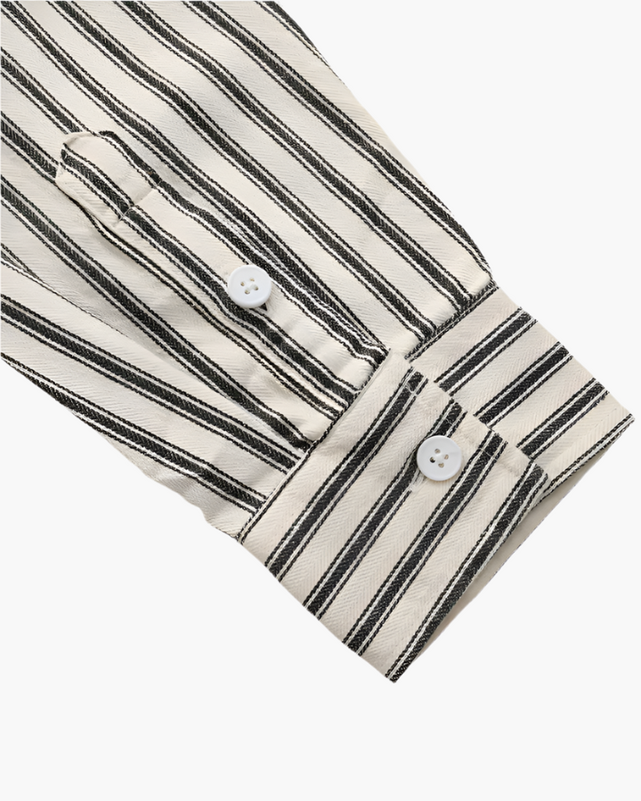 Camicia Uomo Misto Cotone Righe Verticali Stile Elegante