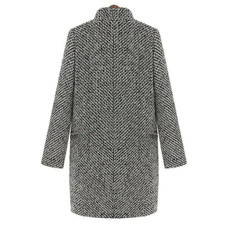 Cappotto Lungo Donna in Tweed di Lana Vestibilità Comoda