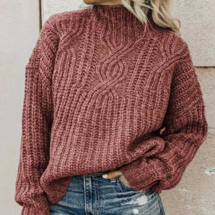 Maglione Donna Maglia Spessa Collo Alto Vestibilità Comoda