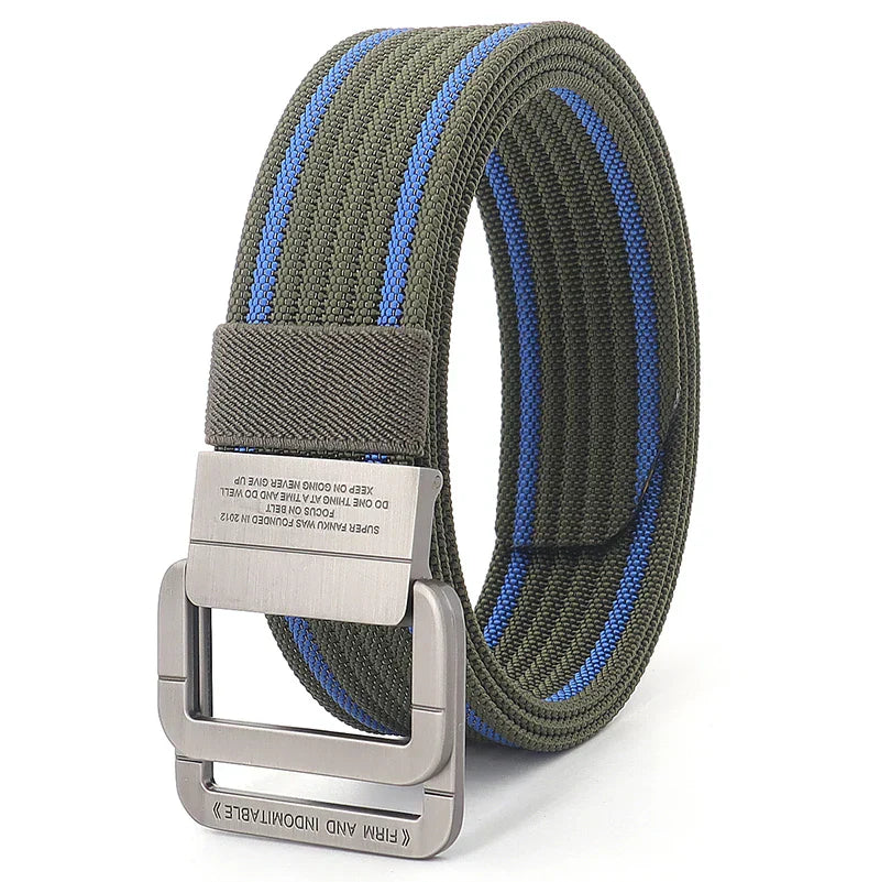 Cintura Unisex Tela con Fibbia Doppio Anello Stile Casual