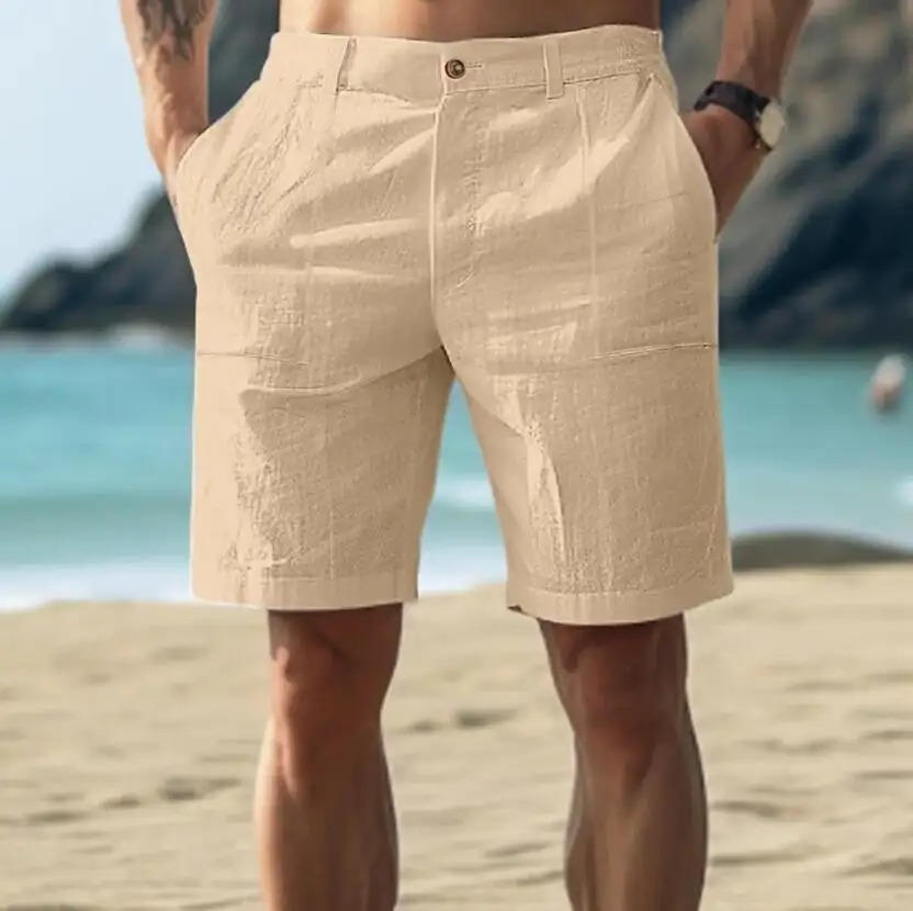 Pantaloncini Uomo in Lino Estivi Vestibilità Rilassata