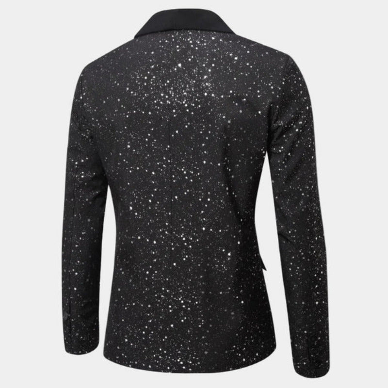 Blazer Donna con Collo a Scialle Finitura Glitter
