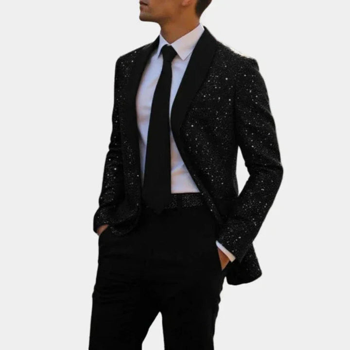 Blazer Donna con Collo a Scialle Finitura Glitter