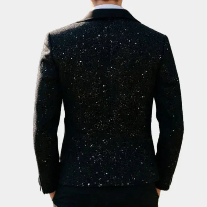Blazer Donna con Collo a Scialle Finitura Glitter