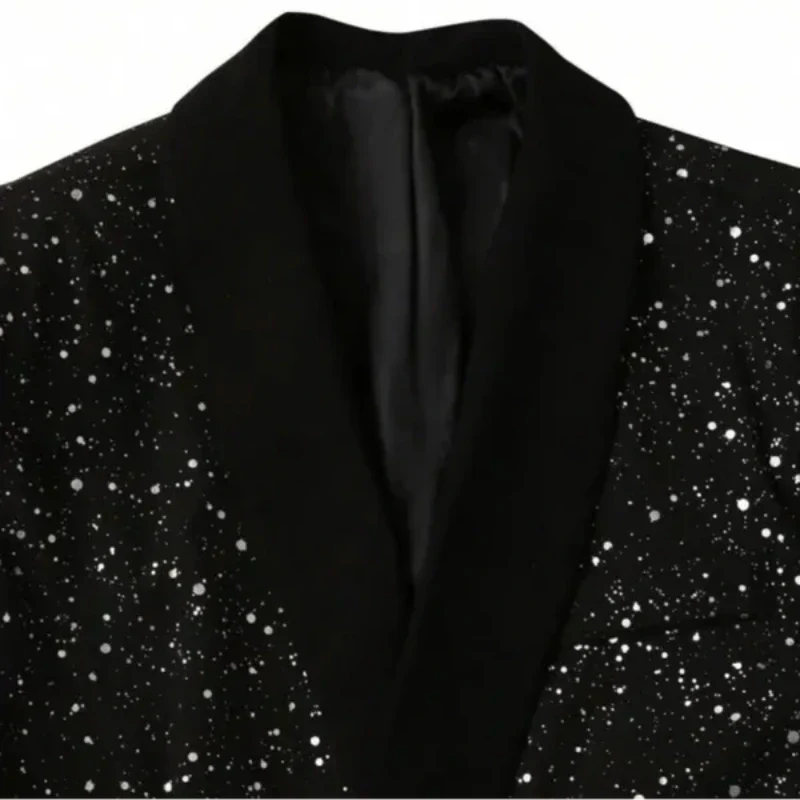 Blazer Donna con Collo a Scialle Finitura Glitter