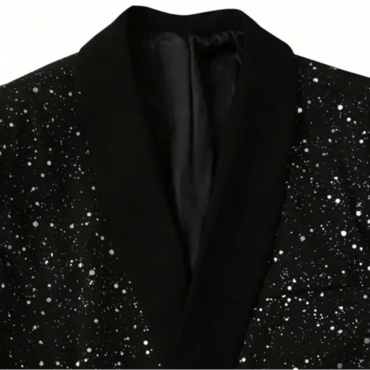 Blazer Donna con Collo a Scialle Finitura Glitter