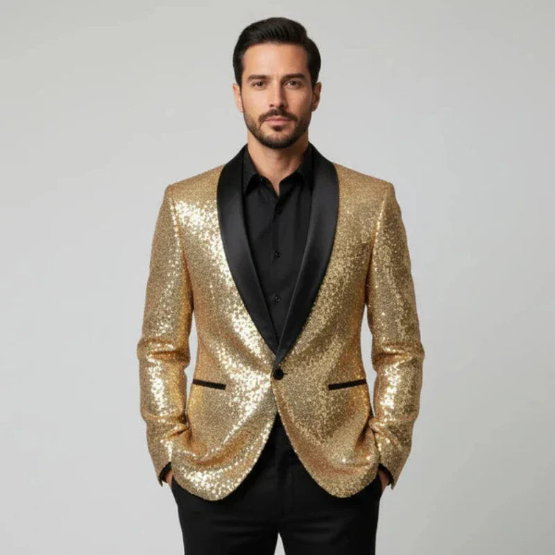 Blazer Donna Smoking con Finitura Glitter Elegante Sera