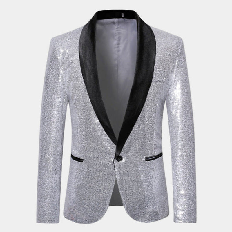 Blazer Donna Smoking con Finitura Glitter Elegante Sera