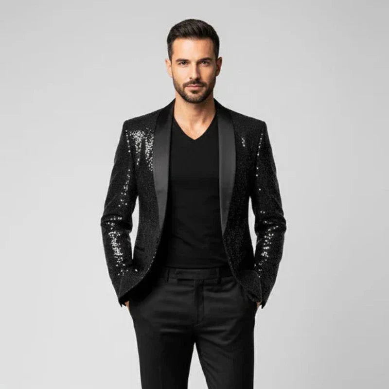 Blazer Donna Smoking con Finitura Glitter Elegante Sera