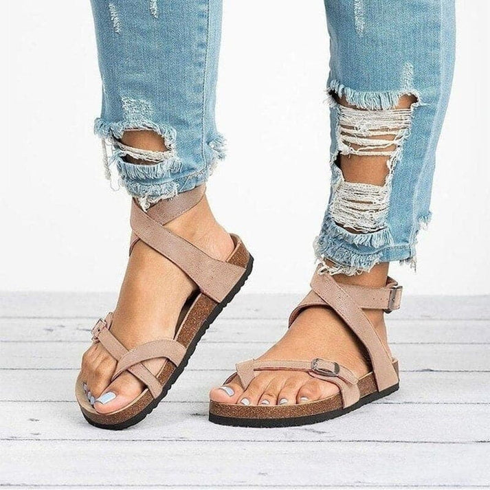Sandali Donna Casual Cinturino Incrociato Fibbia Comodi