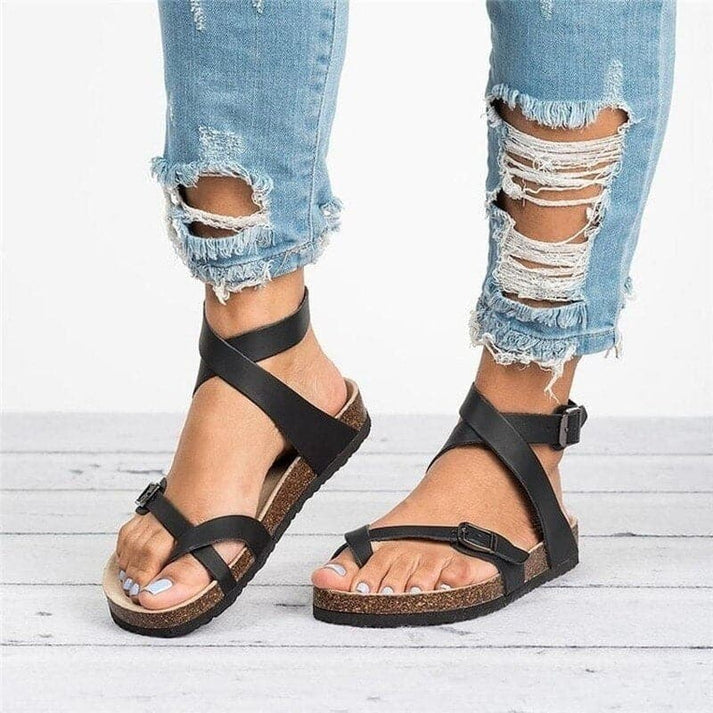 Sandali Donna Casual Cinturino Incrociato Fibbia Comodi