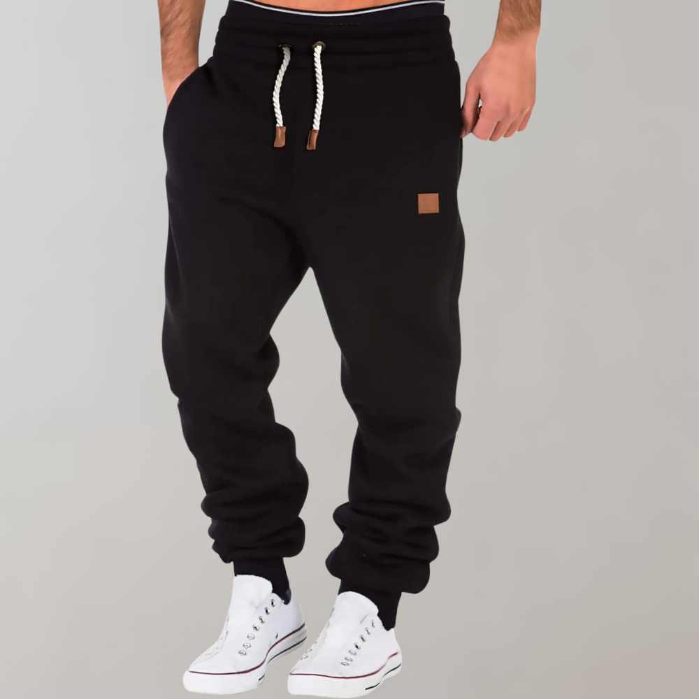 Pantaloni Jogging Uomo Tessuto Elegante Vestibilità Regular