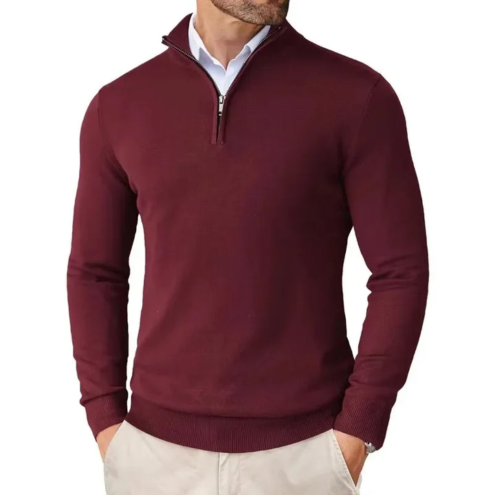 Pullover Uomo con Zip Collo Alto Morbido