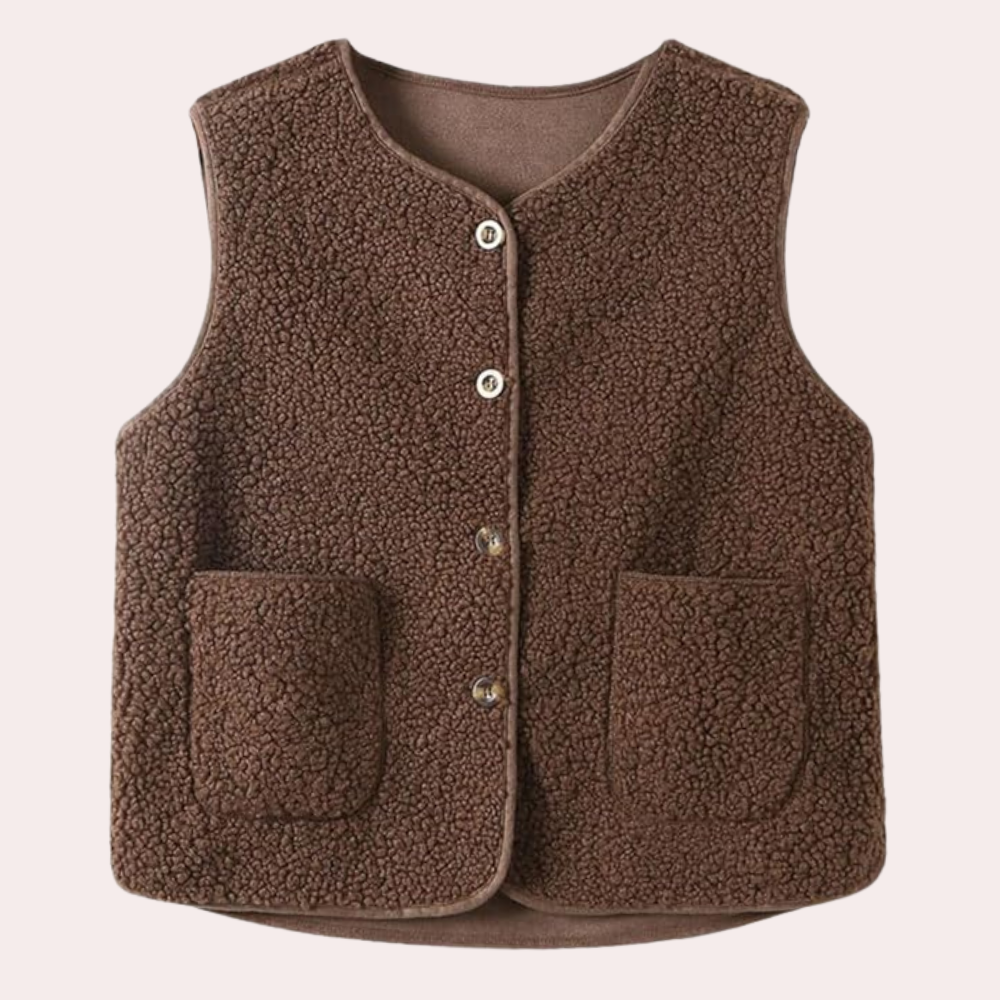 Gilet Donna in Sherpa con Bottoni Vestibilità Comoda - Vesarelli
