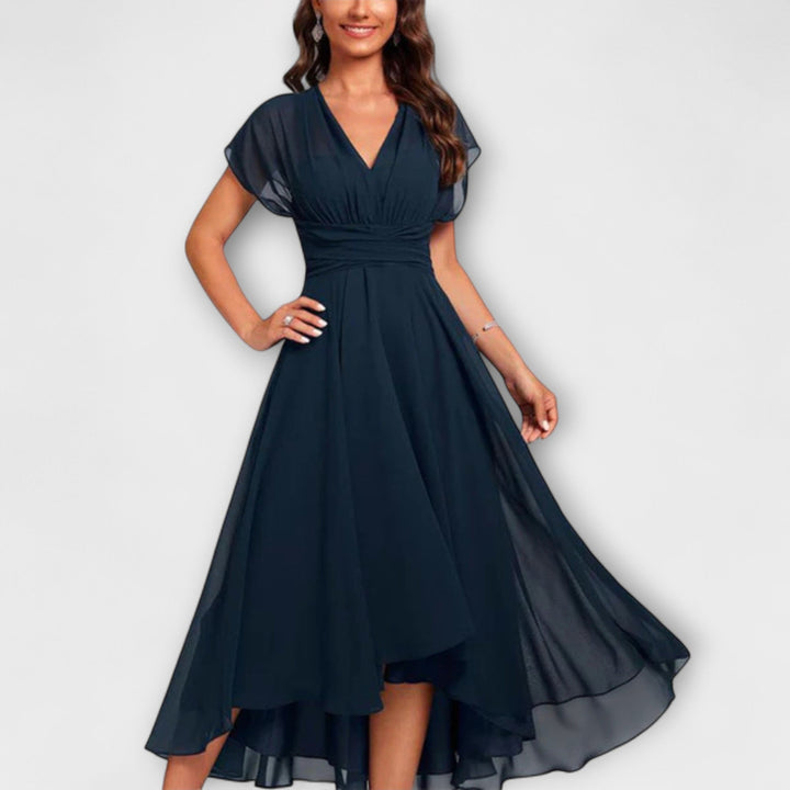 Abito Asimmetrico Donna in Tessuto Setoso Vestibilità Elegante - Vesarelli