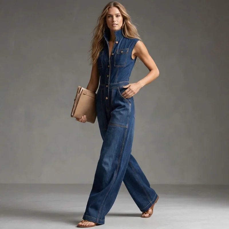 Ilaria | Elegante Tuta Donna in Denim a Vita Alta, Ampia e Comoda 3