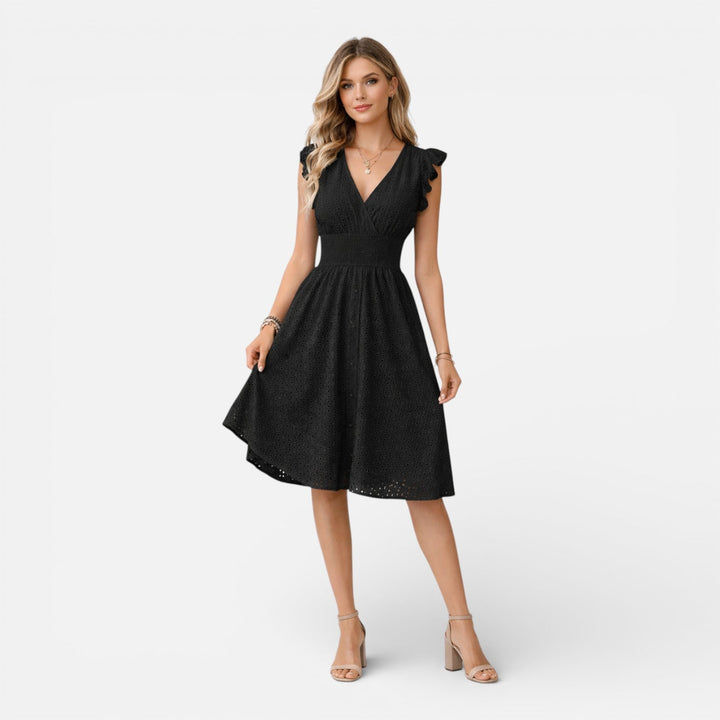 Abito Midi Donna in Pizzo Sangallo Scollo a V