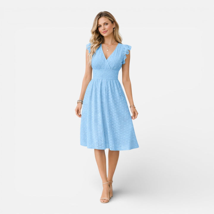 Abito Midi Donna in Pizzo Sangallo Scollo a V