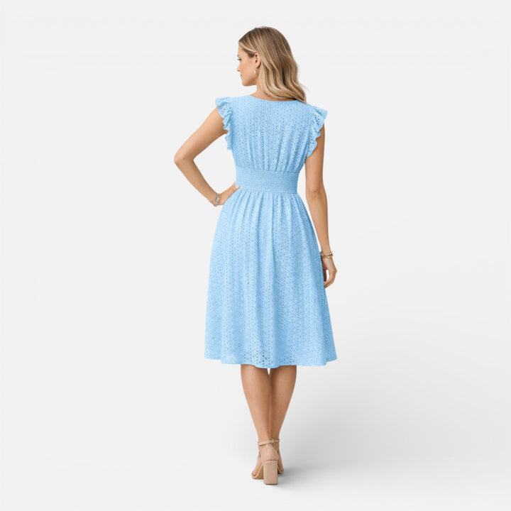 Abito Midi Donna in Pizzo Sangallo Scollo a V