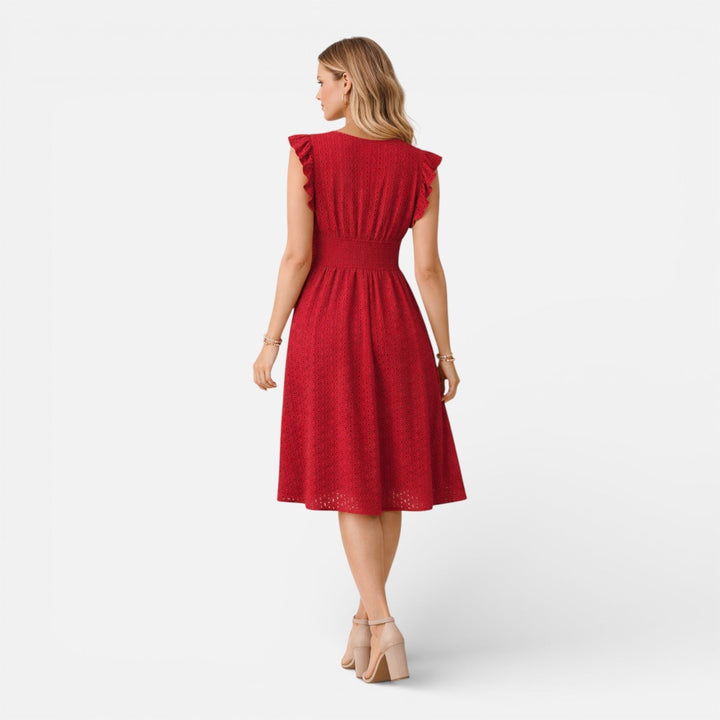 Abito Midi Donna in Pizzo Sangallo Scollo a V